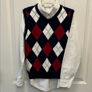 Janie and Jack Classic Argyle Sweater Vest and white collared button down